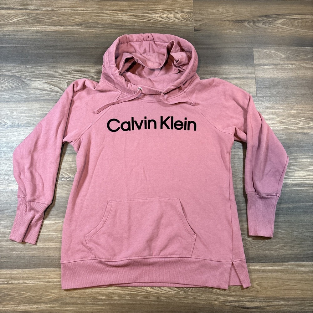 Calvin Klein Women's Pink Pullover Hoodie With Logo Size M